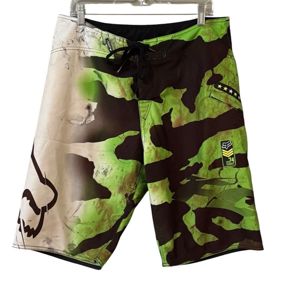 Fox Board Shorts Men Size Measured Grunge Racing Outdoor Lightweight Skater